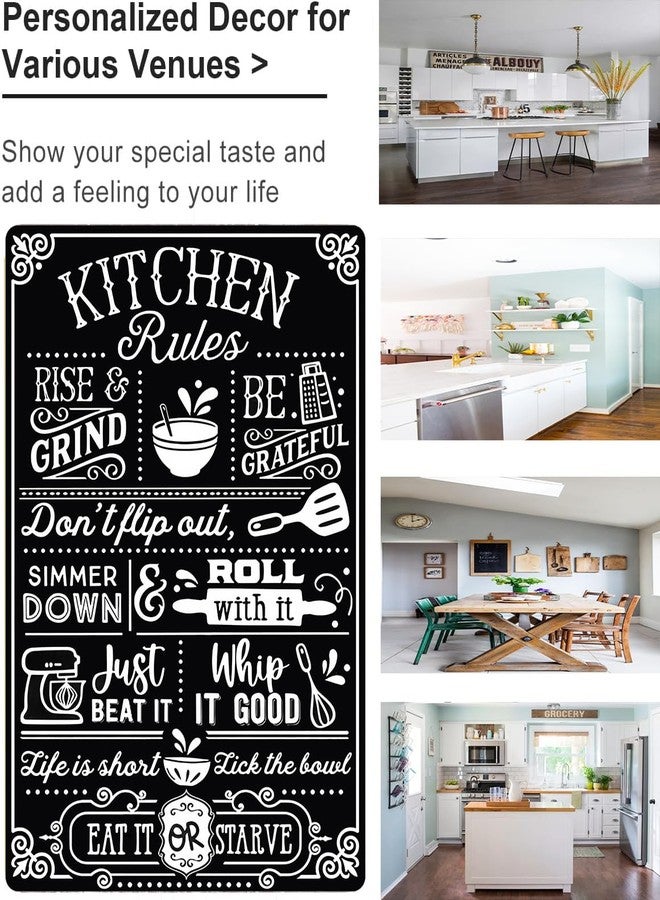 Crazysign Funny Kitchen Gifts for Women&Mom Kitchen Rules with Humorous Cooking Quotes Vintage Tin Sign for Home Farmhouse Kitchen Dining Room Decor 8x12 Inch (3367) - Image 3
